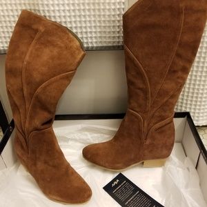 Brown suede boots